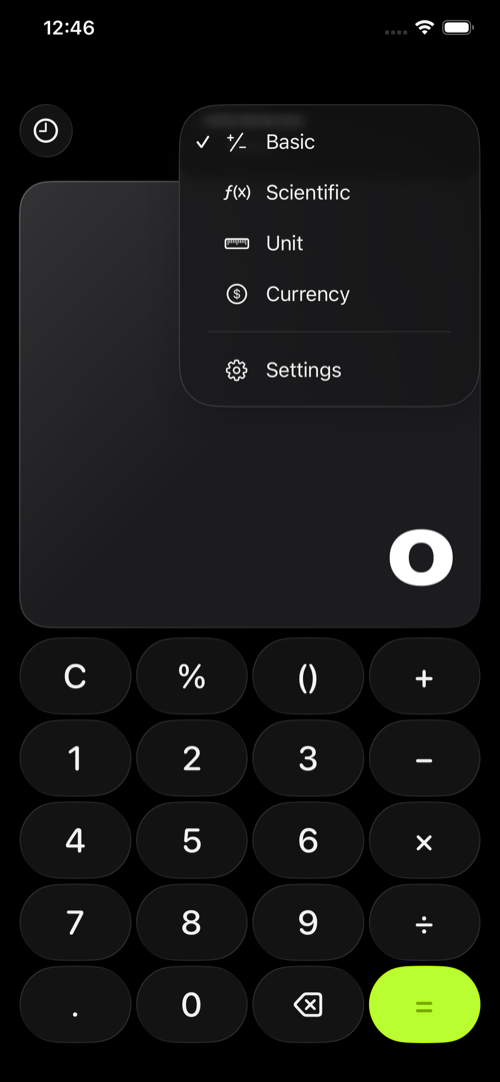 Math mode menu in dark mode
